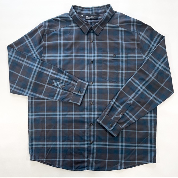 Under Armour Other - Under Armour Mens 3XL Blue Plaid Button Up Flannel Shirt